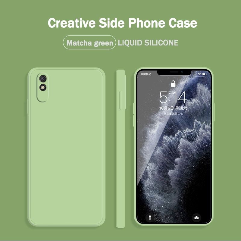Lenuo Luxury Square Liquid Silicone Phone Case For Xiaomi Redmi 9A Thin Soft Back Cover Candy Casing