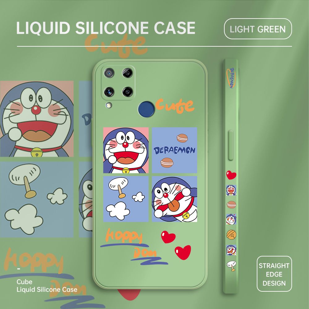 ZeroQiQi for Realme C15 Case Cartoon Cat Phone Cover Soft Full Lens Protection Case Ultra Thin Soft Liquid Silicone Phone Case
