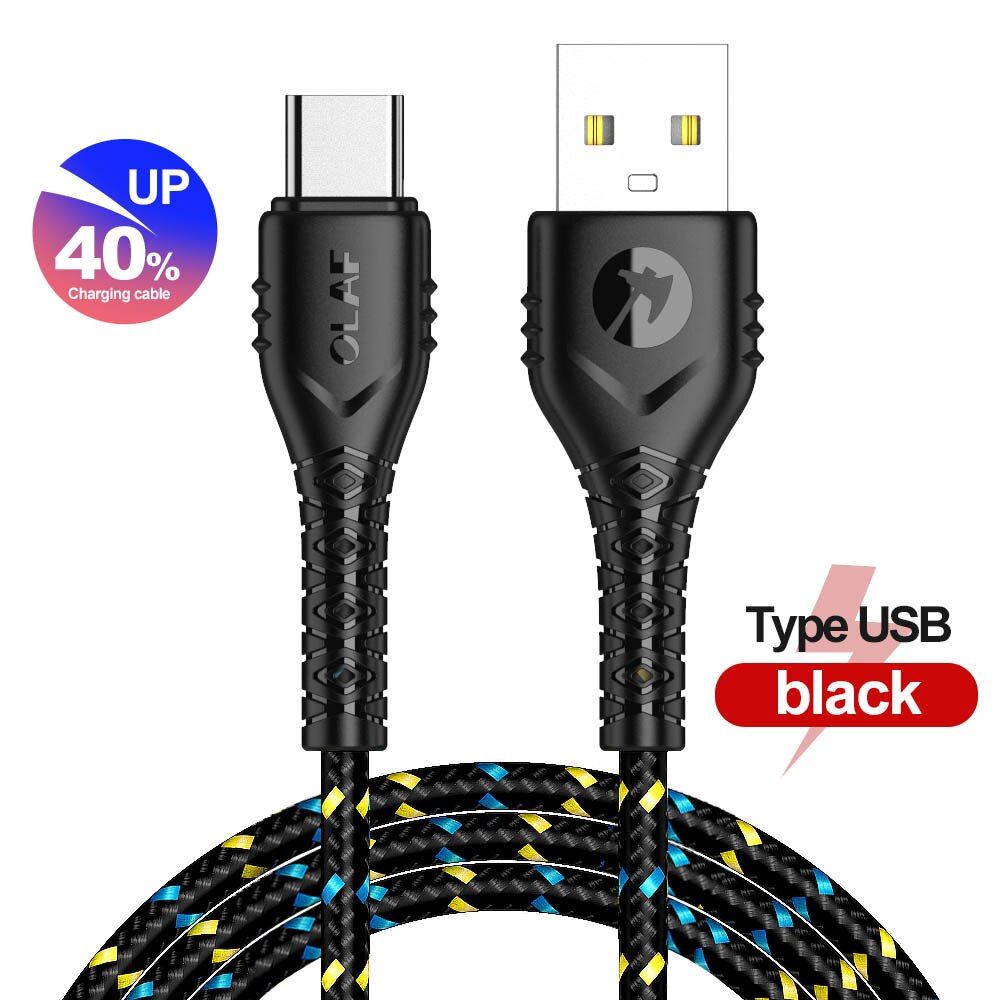 OLAF 2.4A Fast Charge Type C Cable for Samsung a50, USB Type-C Charging Cord Cable for Huawei P20 lite Mobile Phone USB Cables