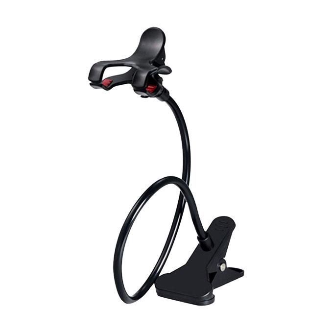 Universal Flexible Long Arms Lazy Bed Desktop Mobile Phone Holder Stand - Black