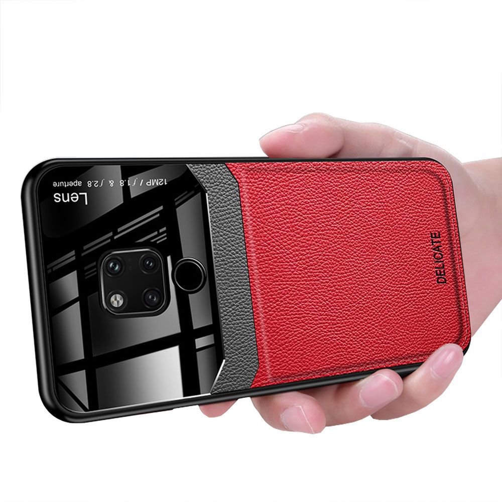 Case For Huawei Mate 20 X Leather Mirror Tempered Glass Shockproof Phone Back Cover