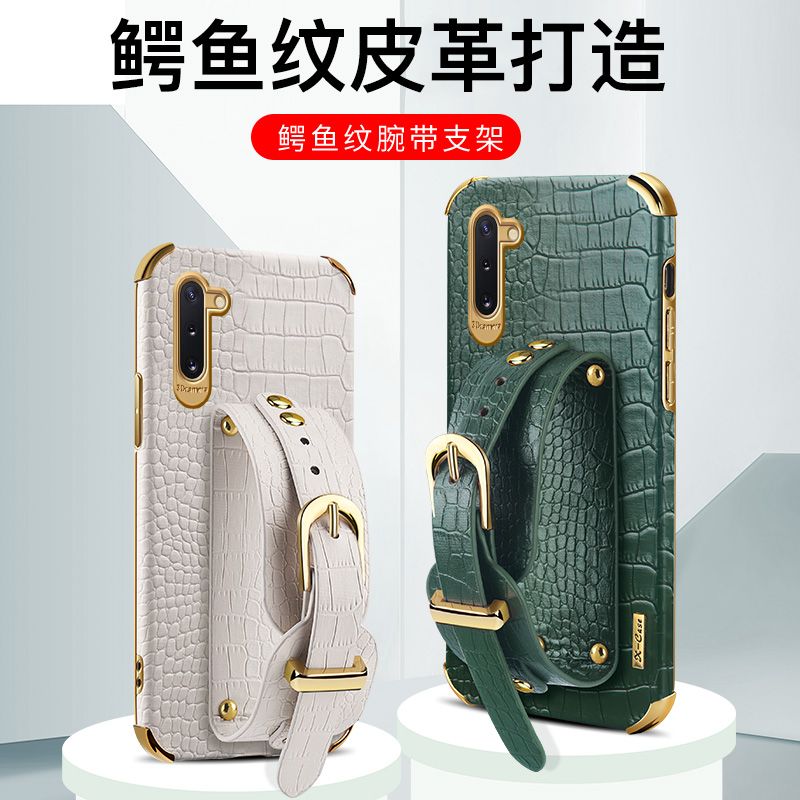 6D Croile Pattern Leather Phone Casing for Samsung Galaxy Note 10 / Note 10Plus / Note 9 / Note 8 Wristband Stand Plating Shockproof Covers for Samsung Note 10 10Plus Note9 Note 8