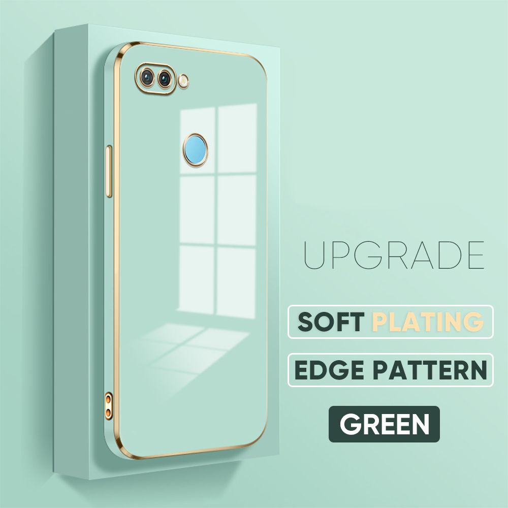 TA for Realme U1 Cover Luxury 6D Plating Soft Casing Silicone Square Frame Phone Case Shiny Bling Back Cover + Free Lanyard