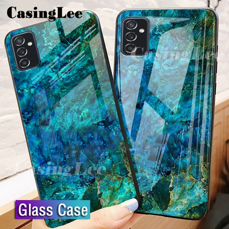 Casinglee For Samsung Galaxy A13 5G Case Fashion Marble Tempered Glass Protector Soft Silicon Back cover for Samsung A13 5G Phone cases For girls and Boys