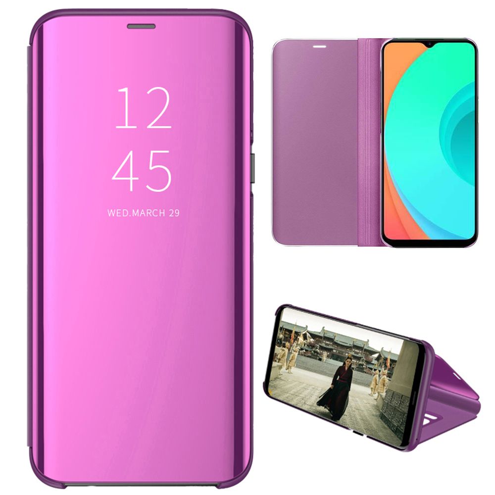 Smart Mirror Flip Phone Case For OPPO Realme C11 View PU Leather Stand Protective Cover