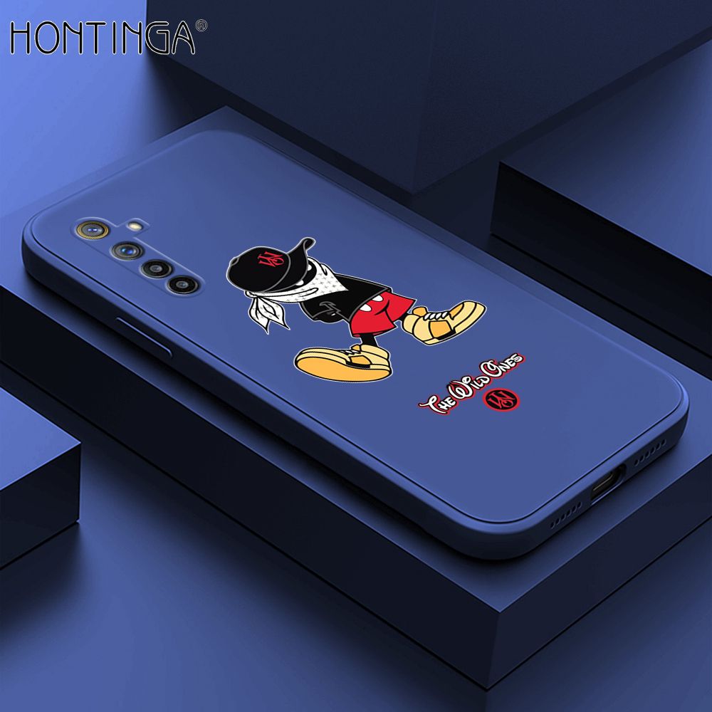 Hontinga for Realme 6 / Narzo Case Cartoon Masked Mouse Phone Case Soft Square Edge Silicone Cases Full Lens Cover Shockproof Protection Cover