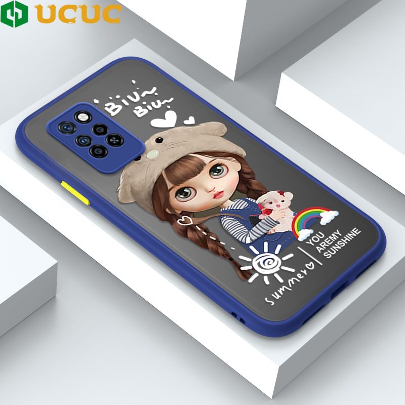 UCUC for Infinix Note 10 Pro NFC / Note 10 Pro Back Cover Rainbow Lovely Girls Frosted Transparent Hard Phone Case Thin Shockproof Full Cover Camera Protect Case