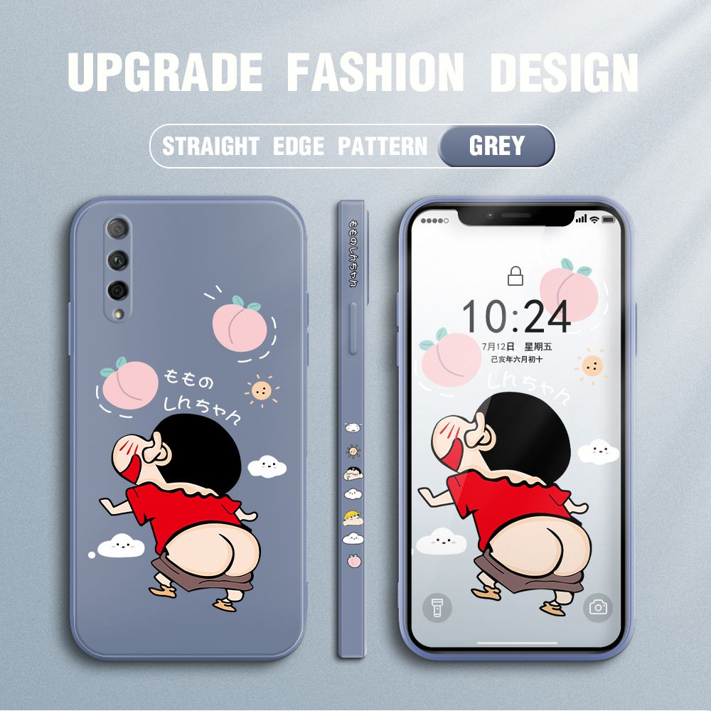 Jizetin for Huawei Y9S / Honor 9X Pro Case New Cartoon Crayon Shin-chan Design Side Design Phone Case Square Edge Pattern Liquid Silicone Cases Full Cover Camera Shockproof Protective Case