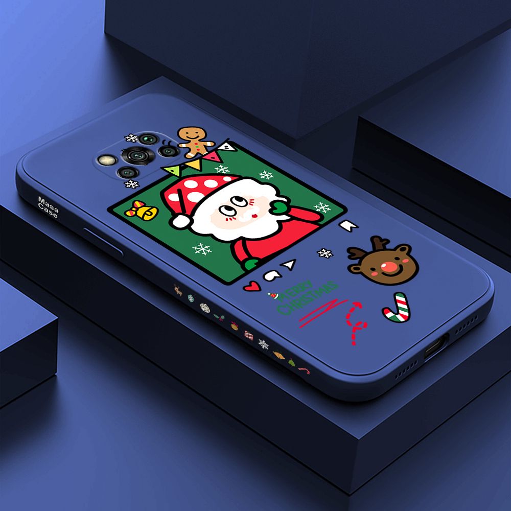 ZeroQiQi for Xiaomi Poco X3 Pro Case Santa Claus Christmas Gifts Side Printing Cases Soft Liquid Silicone Phone Cover