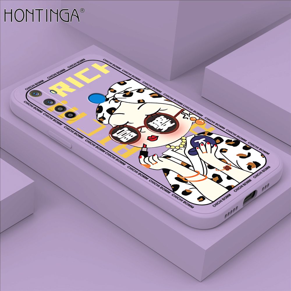 Hontinga for Realme 5 5i 5S 6i Case Fashion Sunglasses Rich Girl Phone Case Phone Case Soft Square Edge Silicone Cases Full Lens Cover Shockproof Protection Cover