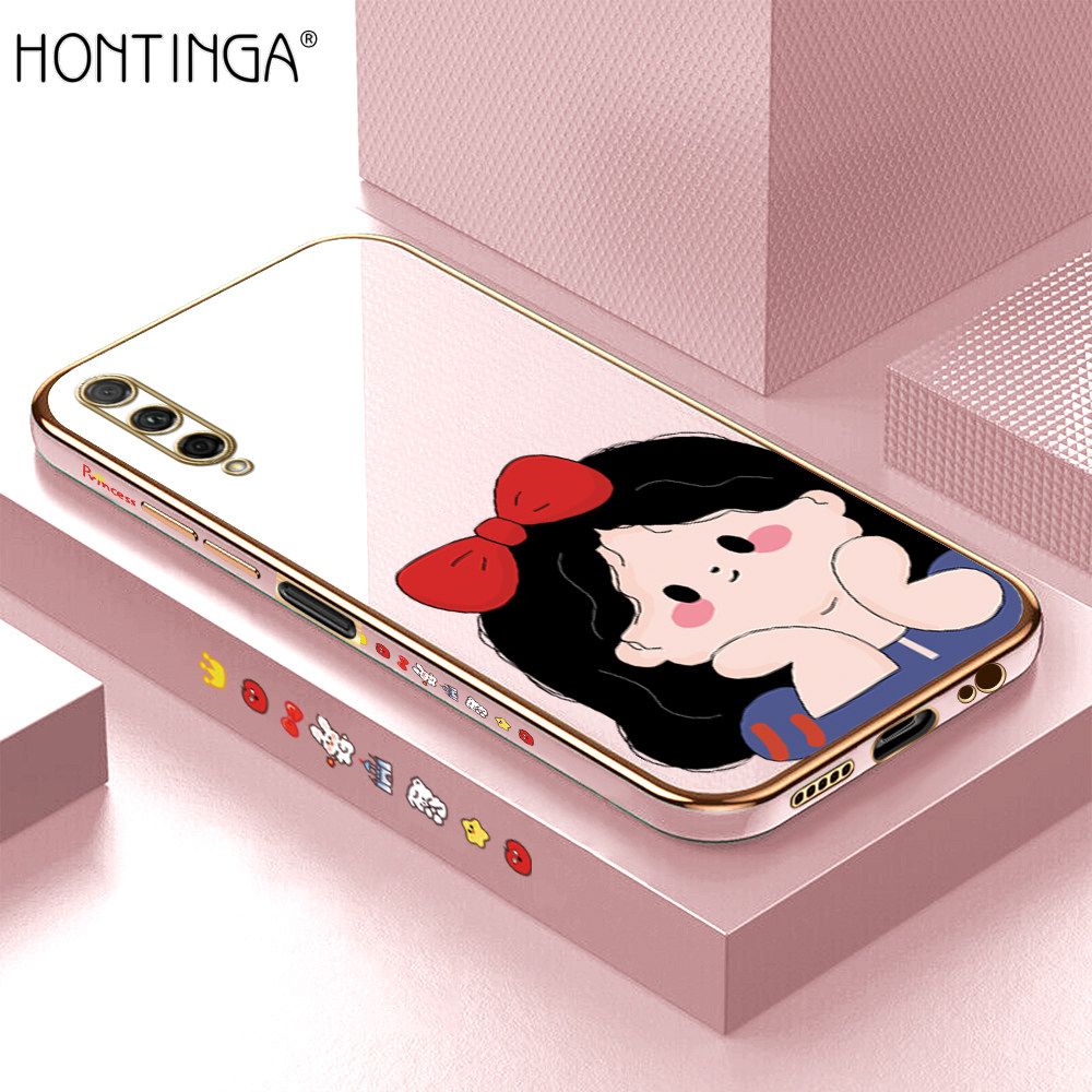 Hontinga for Huawei Y9s / Honor 9X Pro Back Cover + Free Lanyard Luxury 6D Plating Cute Bow Girl Side Pattern Case Soft Silicone Square Mobile Cover