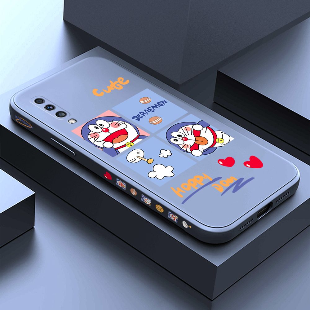 Hontinga for Samsung A70 Case Side Design Cartoon Cute Cat Back Cover Soft Square Edge Pattern Liquid Silicone Trend Phone Cases