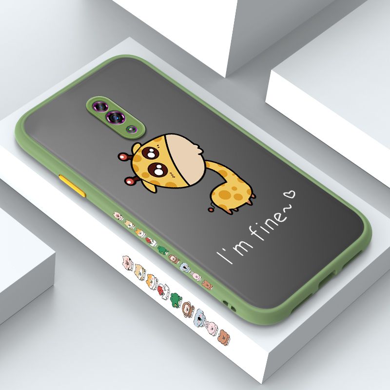 ZeroQiQi for OPPO Reno Case Cute Funny Giraffe Side Printing Cover Frosted Ultra Thin Protective Anti Fall Phone Case