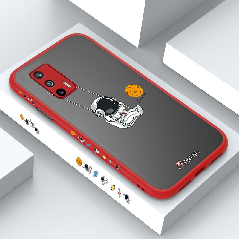 ZeroQiQi for Realme GT 5G Case Astronaut Swinging Side Printing Cover Frosted Ultra Thin Protective Anti Fall Phone Case