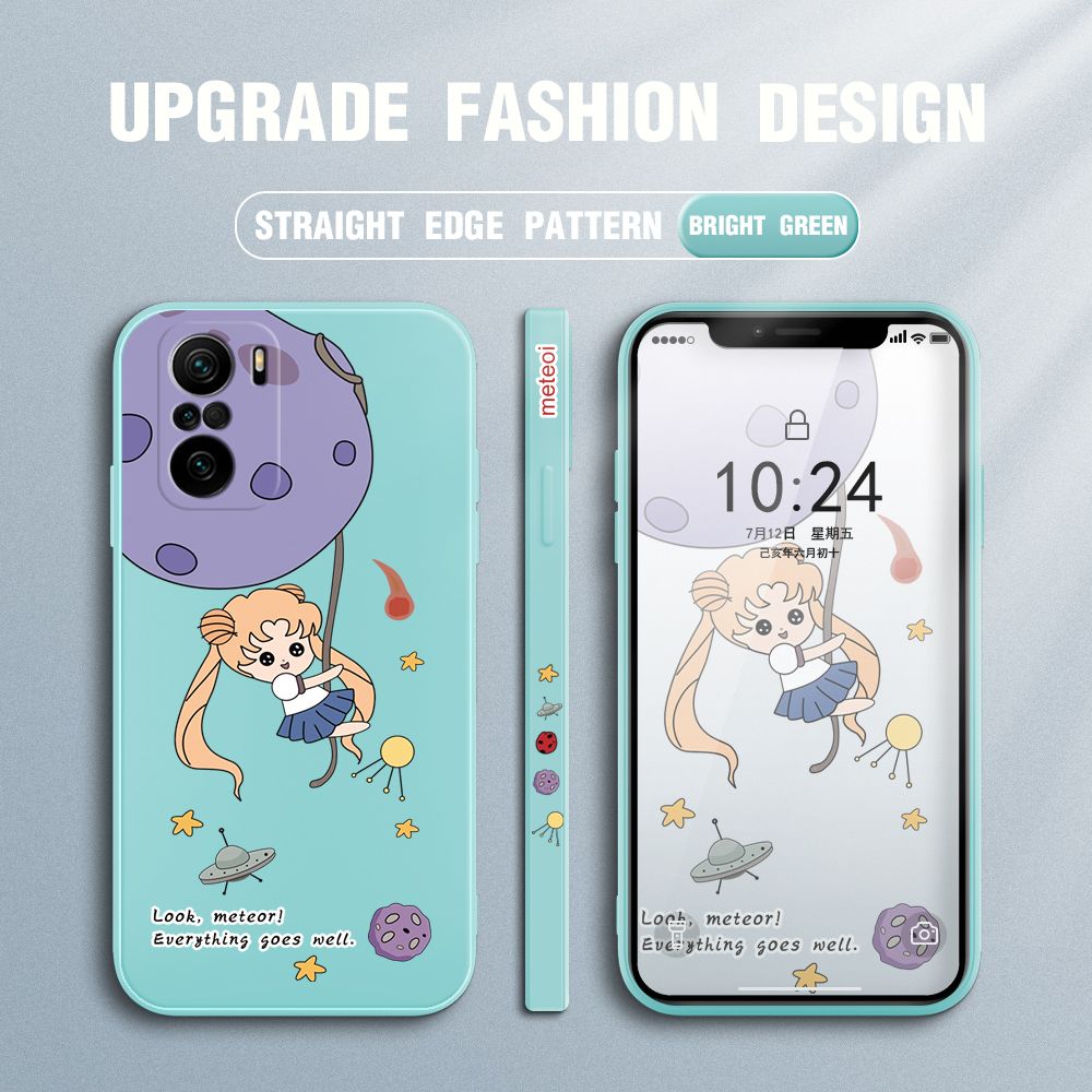 UCUC for Xiaomi Poco F3 / K40 / K40 Pro Back Cover Beauty Warrior Ultra Thin Soft Luxury Square Multicolor Liquid Silicone Phone Case