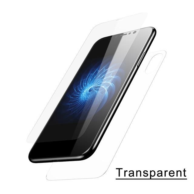 9H Arc Edge Front Rear Tempered Glass Film Screen Protector Cover for iPhone X Transparent - Transparent