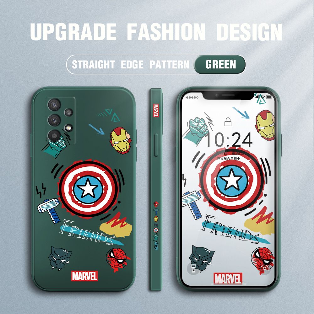 Jizetin for Samsung Galaxy A32 4G Back Cover Hero Props Side Design Liquid Silicone Phone Case Soft Full Camera Protect Phone Cases