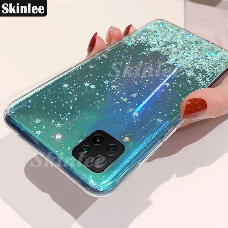 Back Cover For Samsung Galaxy M12 Phone Case Glitter Silicone Soft Full Starry Sky String Glitter Transparent Space Stars Moon Samsung M12 Case