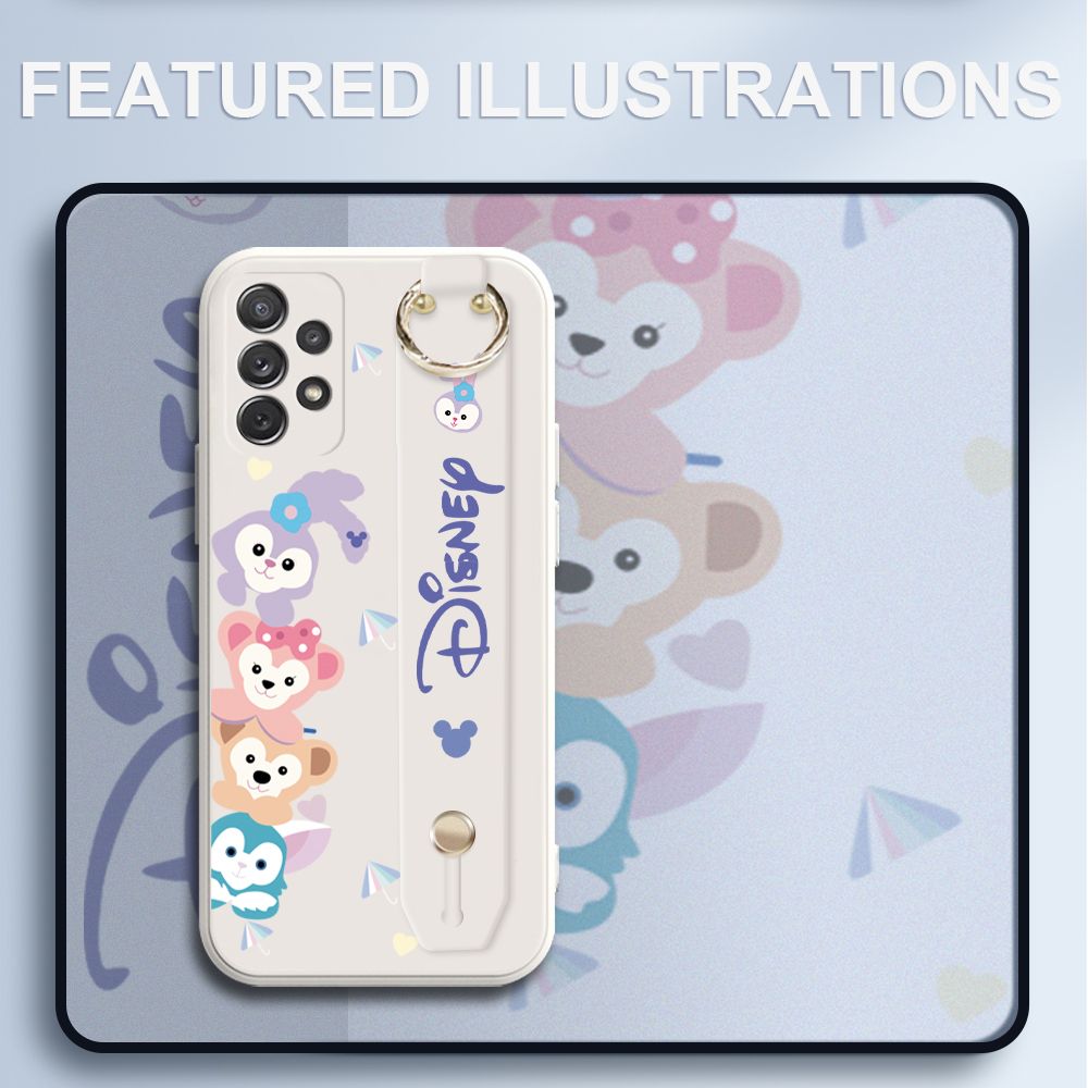 UCUC for Samsung Galaxy A72 5G Wrist Strap Case Creative Cartoon Cute Bunny Cover Ultra Thin Anti Fall Liquid Silicone Phone Case