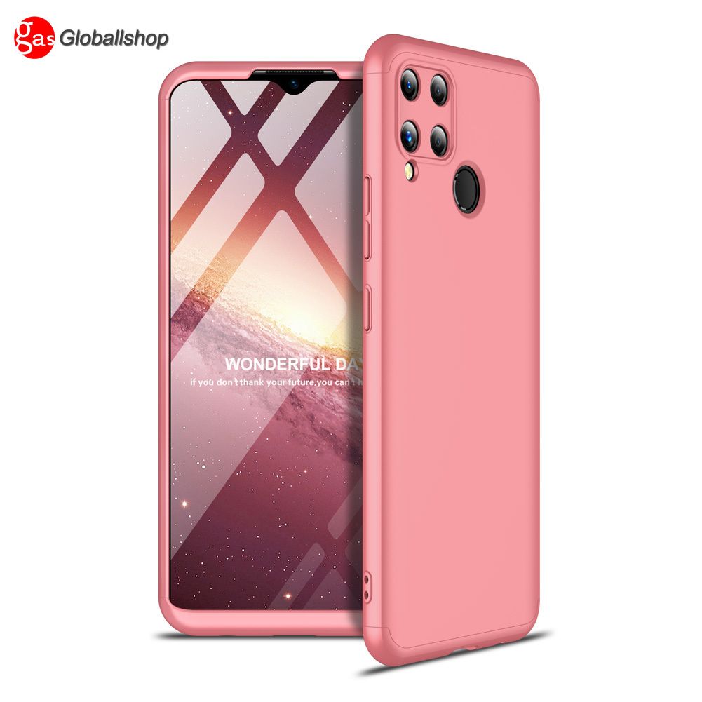 For Realme C15 C12 Narzo20 Case, 3 In 1 Ultra Thin Anti-Scratch 360 Degree Full Protection Matte Hard Slim PC Cover Shockproof Case for OPPO Realme C15 / C12 / Narzo 20