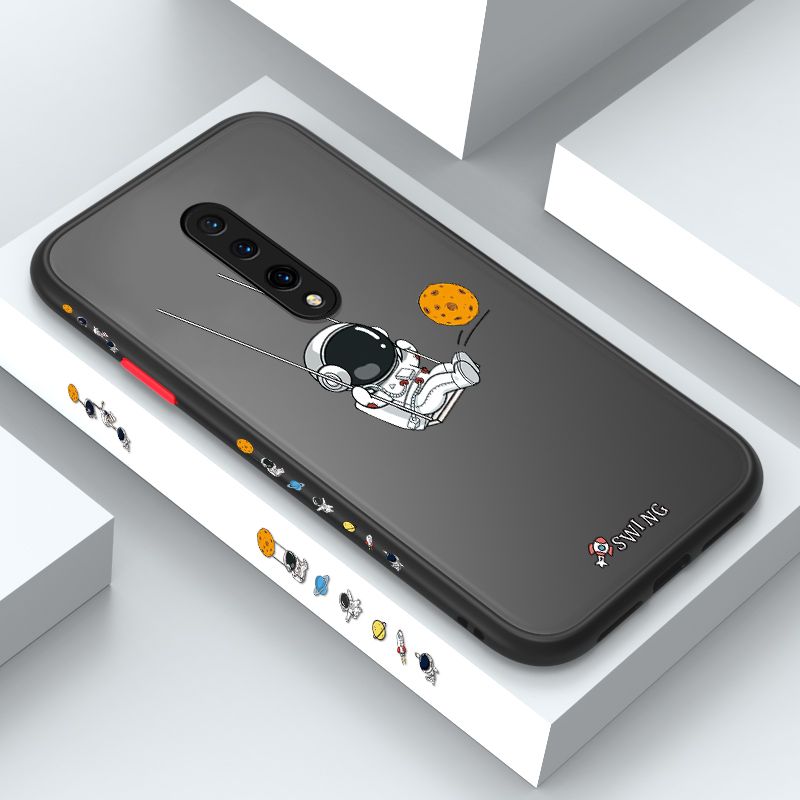 ZeroQiQi for OnePlus 7 Pro Case Astronaut Swinging Side Printing Cover Frosted Ultra Thin Protective Anti Fall Phone Case