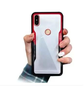 For Xiaomi Redmi Note 6 Pro Premium Hybrid Silicone Hard Back Tempered Glass Case - Red & Black