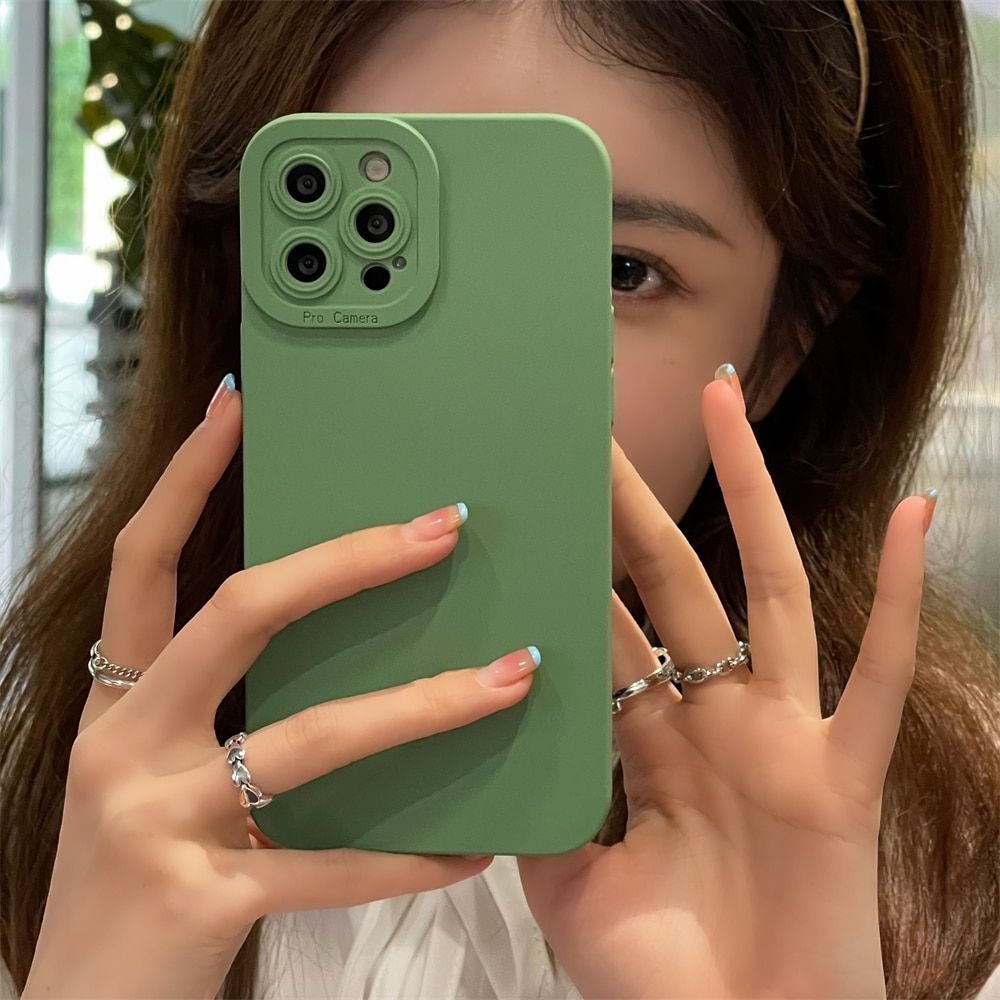 Earth Tones Color Soft Silicone Phone Case For iPhone 13 12 11 Pro Max 7 8 Plus SE 2020 X XR XS Max Camera Lens Protection Cover