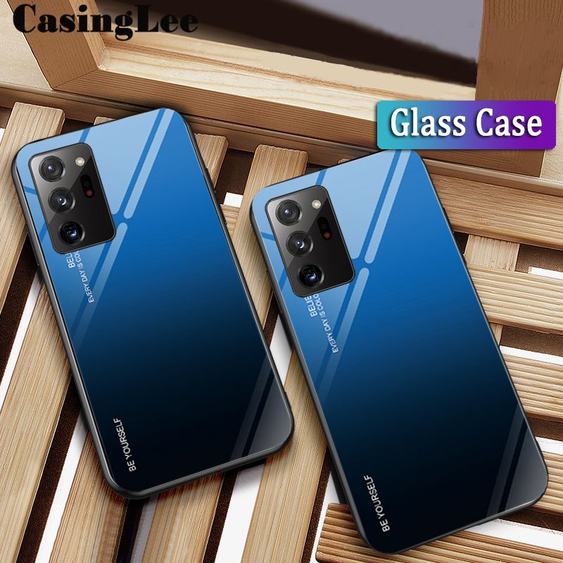Casinglee For Samsung Galaxy Note 20 case Gradient Tempered Glass Protector Phone case for Galaxy Note 20 Phone Case Cover