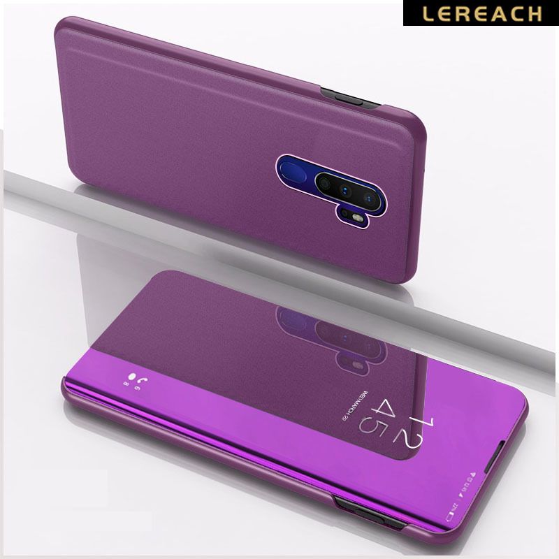 Lereach For OnePlus 8 Pro Cover Case Leather Flip Cover plated Mirror + PU leather Back Cover Case