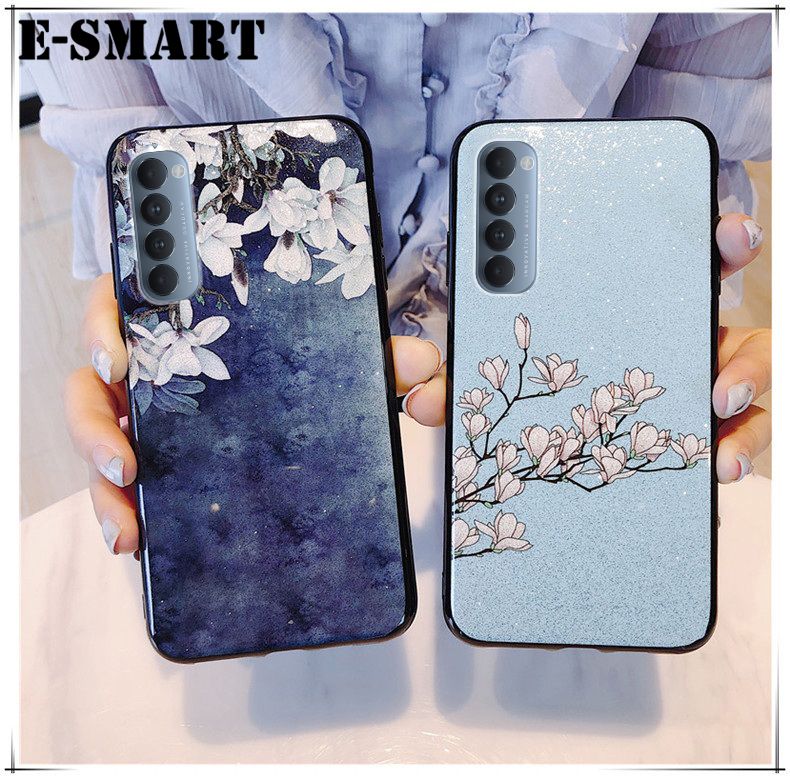 Phone case OPPO Reno 4 Pro 4G Back Cover Flowers Gardenia & Magnolia Bling Glitter Soft Silicone Protector OPPO Reno4 Pro 4G Case