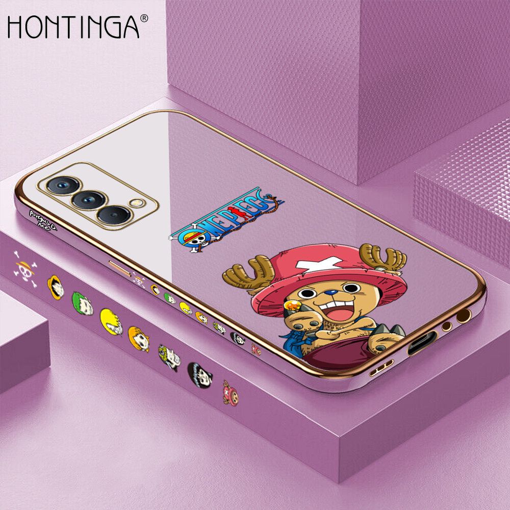 Hontinga for Realme GT Master Back Cover + Free Lanyard Luxury 6D Plating Cute Cartoon Choba Side Pattern Case Soft Silicone Square Mobile Cover