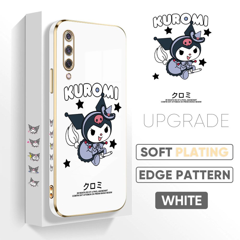 Jizetin (Free Lanyard) Xiaomi 9 Luxury 6D Plating Soft Casing Silicone Square Frame Phone Case Shiny Bling Back Cover Cute Cartoon Anime Characters New design Side Drawing Case