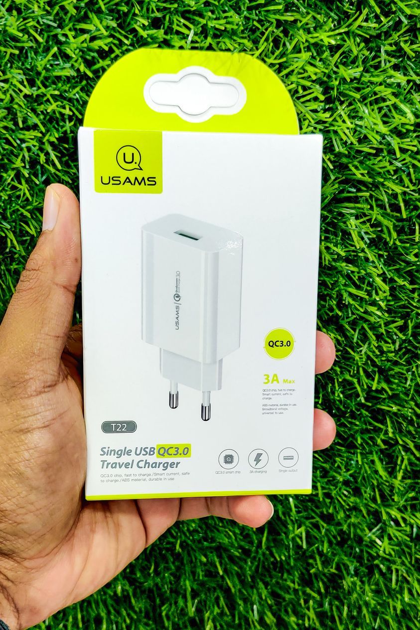 USAMS US-CC083 T22 Single USB QC3.0 Travel Charger (EU) ONLY ADAPTER