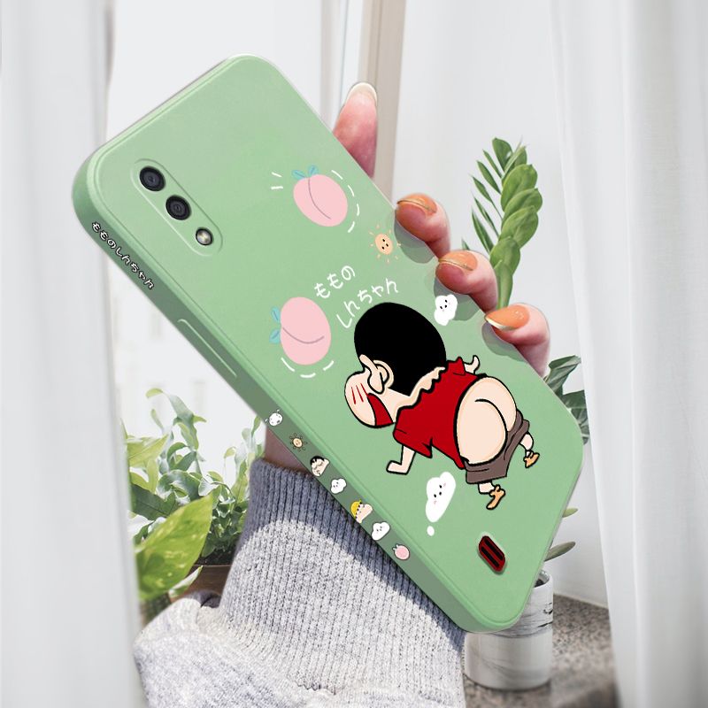 AMORVOR for Samsung Galaxy A01 Back Cover Cute Cartoon Crayon Shin-Chan Side design Soft Case Liquid Silicone Phone Cases