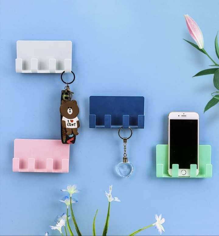 Mobile Phone Holders Phone Charger Wall Mounted 4 Hooks Storage Hanger Rack Bathroom Hanging Holder Mobile charger stand walls