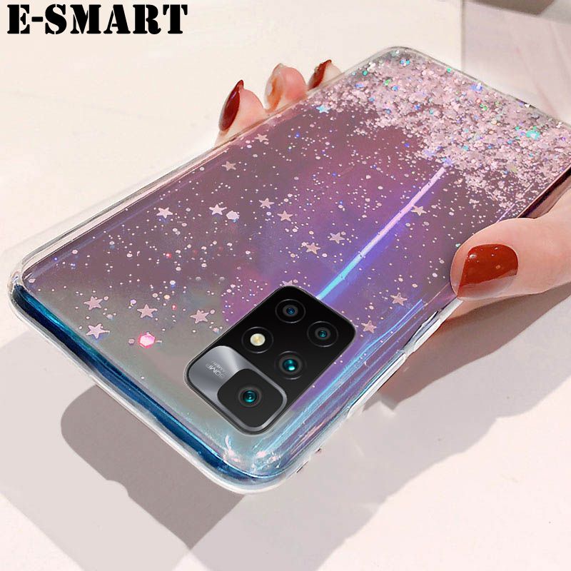 For Xiaomi 11i HyperCharge Case Glitter Silicone Soft Cases Starry Sky String Glitter Transparent Space Stars Moon Xiaomi 11i HyperCharge Back Cover