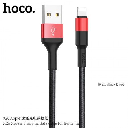 Hoco X26 Rapid Charging Lighting Data Cable 1M - Black