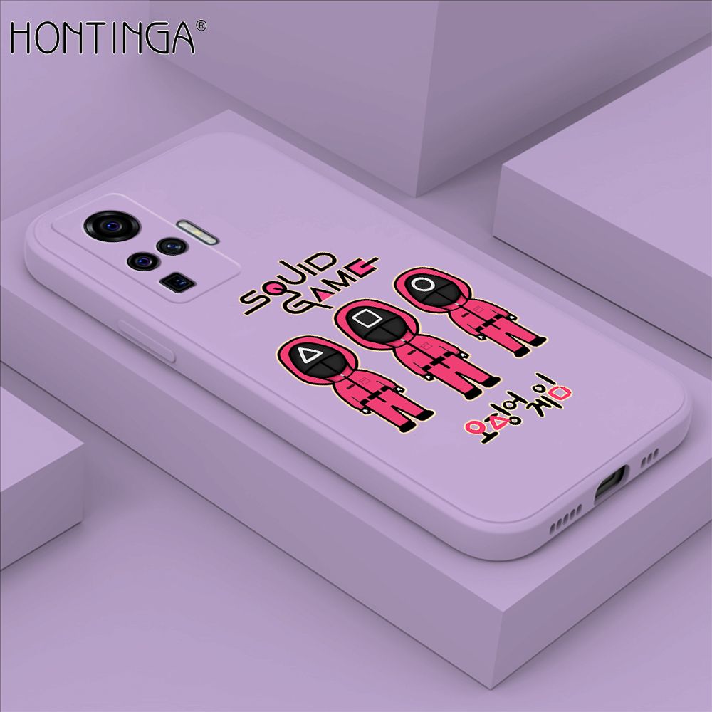 Hontinga for Vivo X50 Pro 5G Case Trend Cartoon Korean Squid Phone Cover Liquid Silicone Case Phone Protective Case