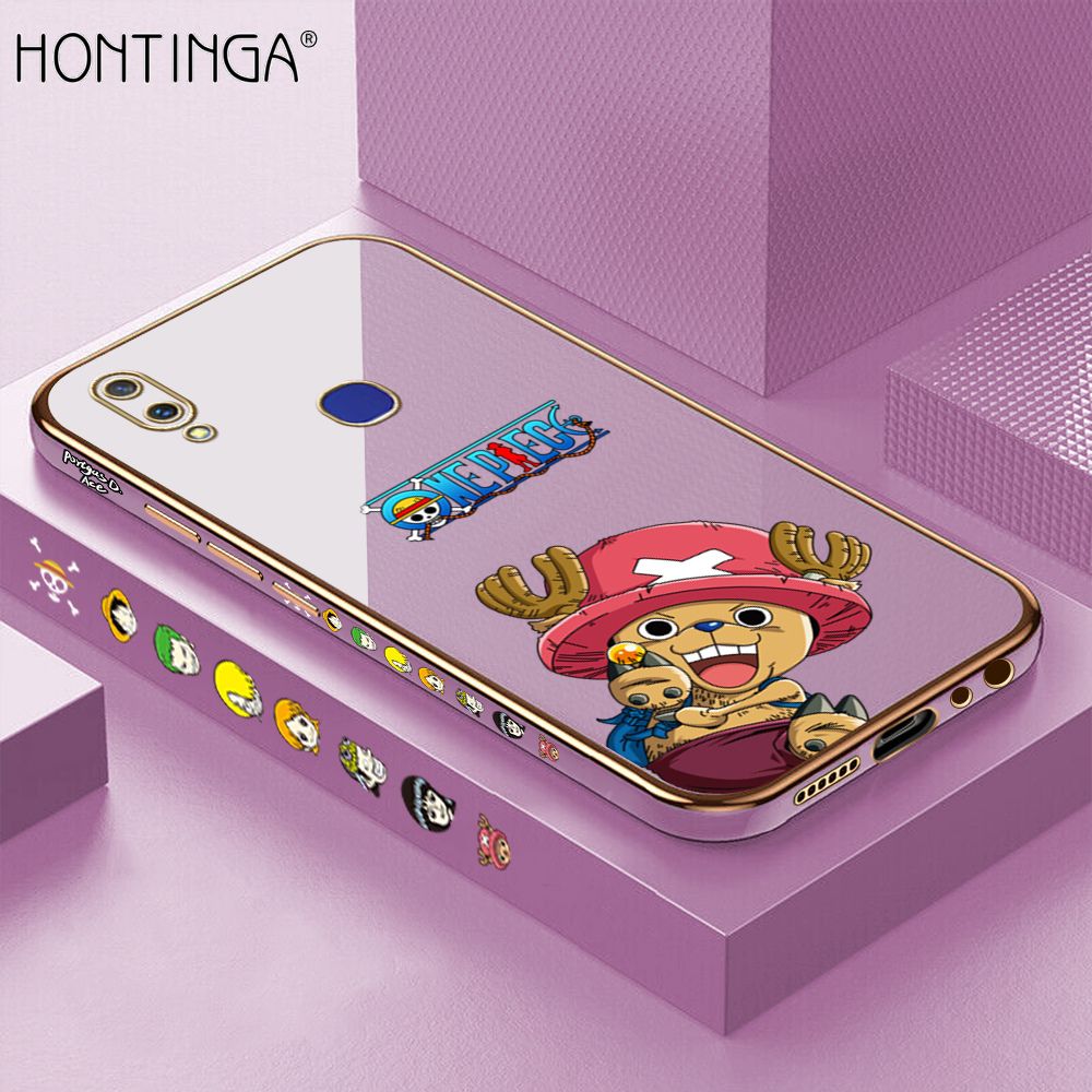 Hontinga for Vivo V11I Case Luxury 6D Plating Cute Cartoon Chopper Side Pattern Soft Back Cover Silicone Square Phone Cases
