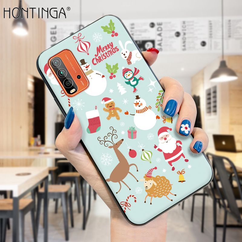Hontinga for Redmi 9T / Redmi 9 Power Case Merry Christmas Gifts for Girls Boys Phone Cover Shockproof Soft Silicone TPU Cases