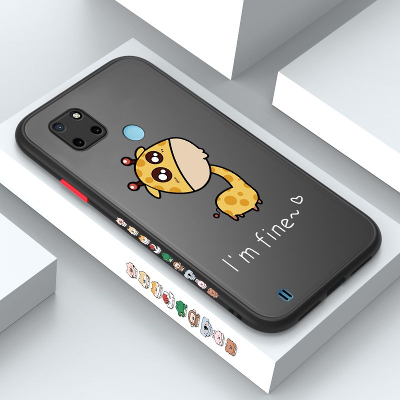 ZeroQiQi for Realme C21Y Case Cute Funny Giraffe Side Printing Cover Frosted Ultra Thin Protective Anti Fall Phone Case