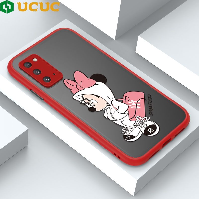 UCUC for Samsung Galaxy Note20 Back Cover Satchel Minnie Frosted Transparent Hard Phone Case Thin Shockproof Full Cover Camera Protect Case