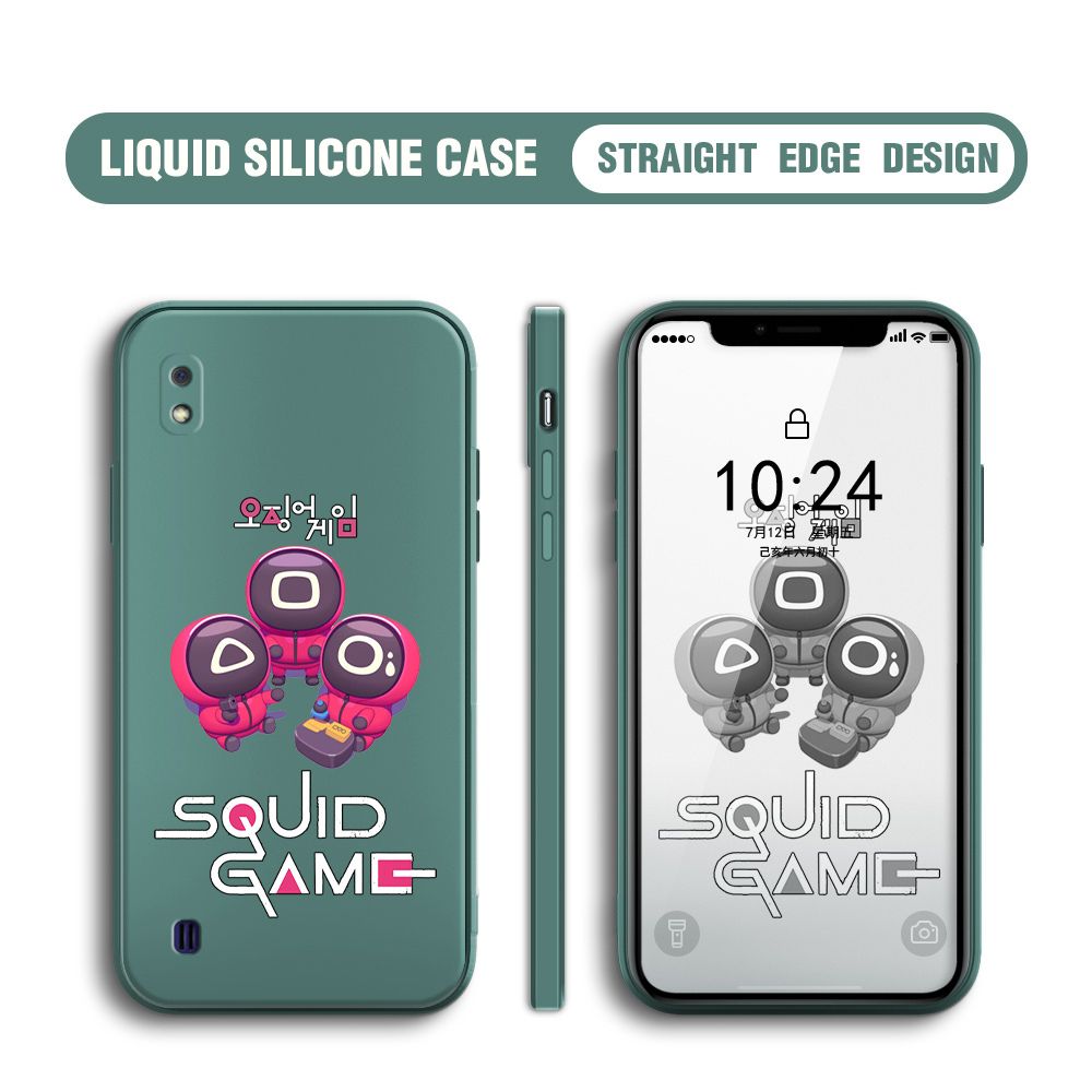 UCUC for Samsung Galaxy A10 Case Cute Cartoon Cute Squid Character Phone Cover Square Liquid Silicone Shockproof Phone Protective Case