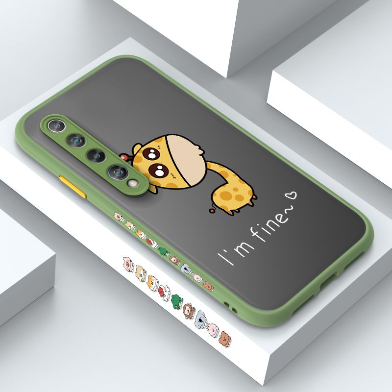 ZeroQiQi for Xiaomi 10 Case Cute Funny Giraffe Side Printing Cover Frosted Ultra Thin Protective Anti Fall Phone Case