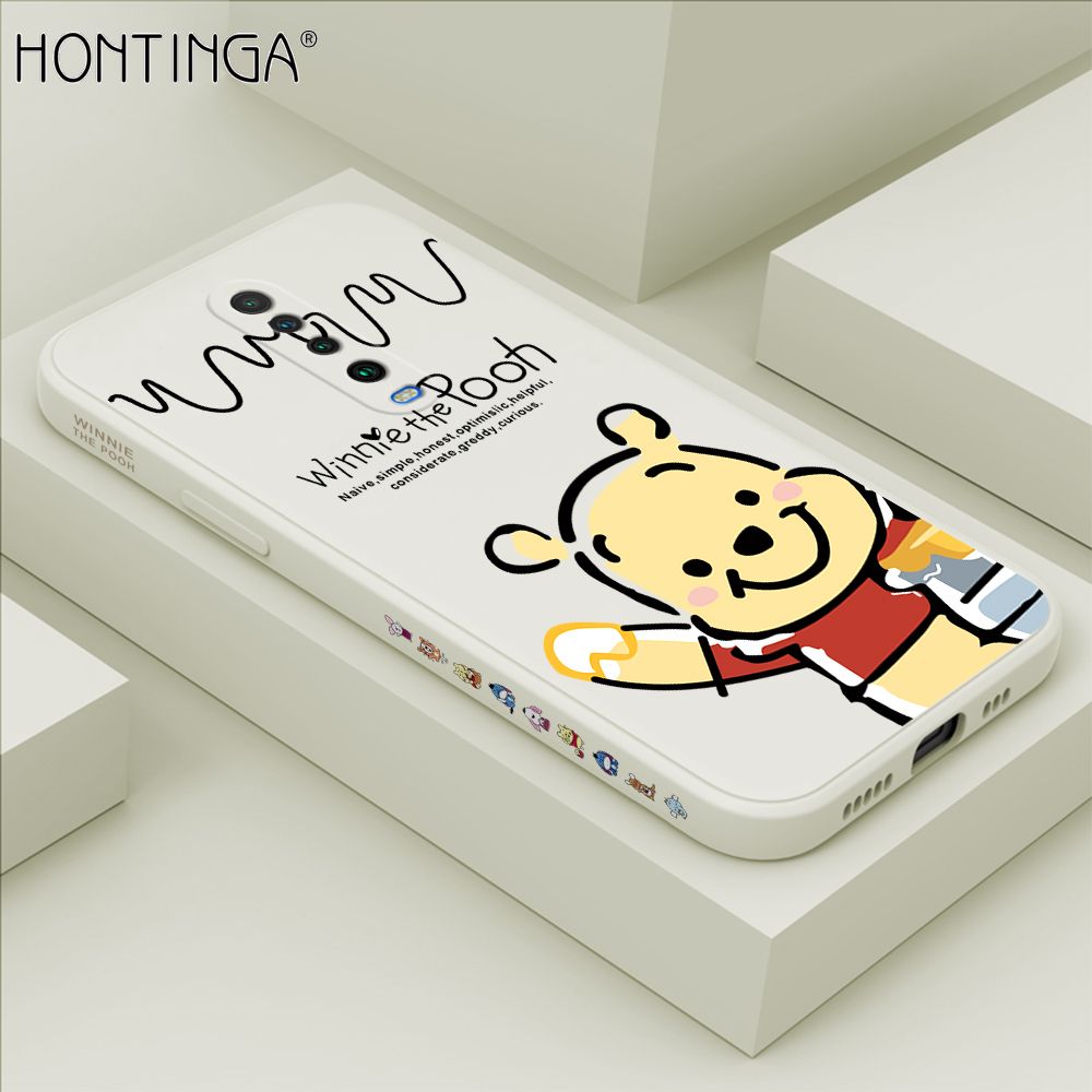 Hontinga for Redmi K30 Case Side Design Hello Little Bear Back Cover Soft Square Edge Pattern Liquid Silicone Trend Phone Cases