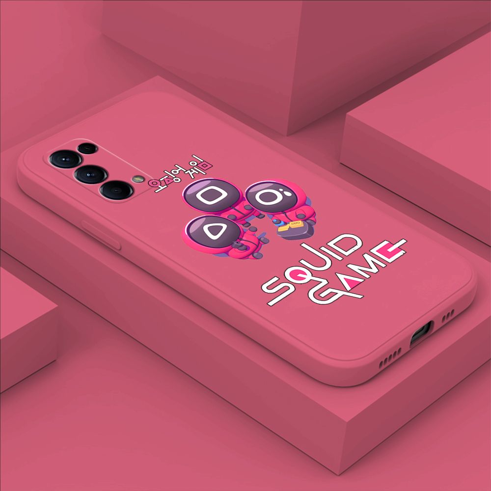 ZeroQiQi for OPPO Reno 5 Pro 5G Case Cute Cartoon Cute Squid Character Phone Cover Square Liquid Silicone Shockproof Phone Protective Case