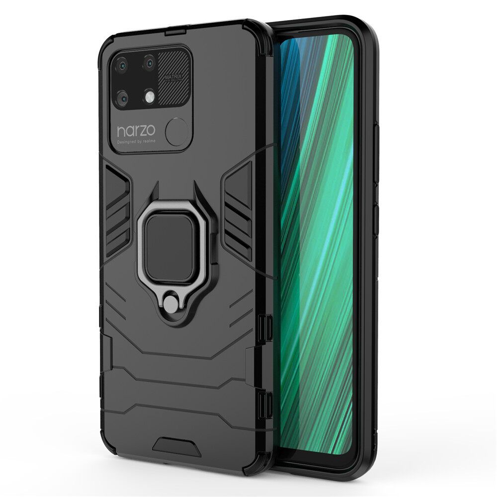 For Realme Narzo 50A Case Slim Heavy Duty Hardcase Camera Protection Back Cover with Ring Stand