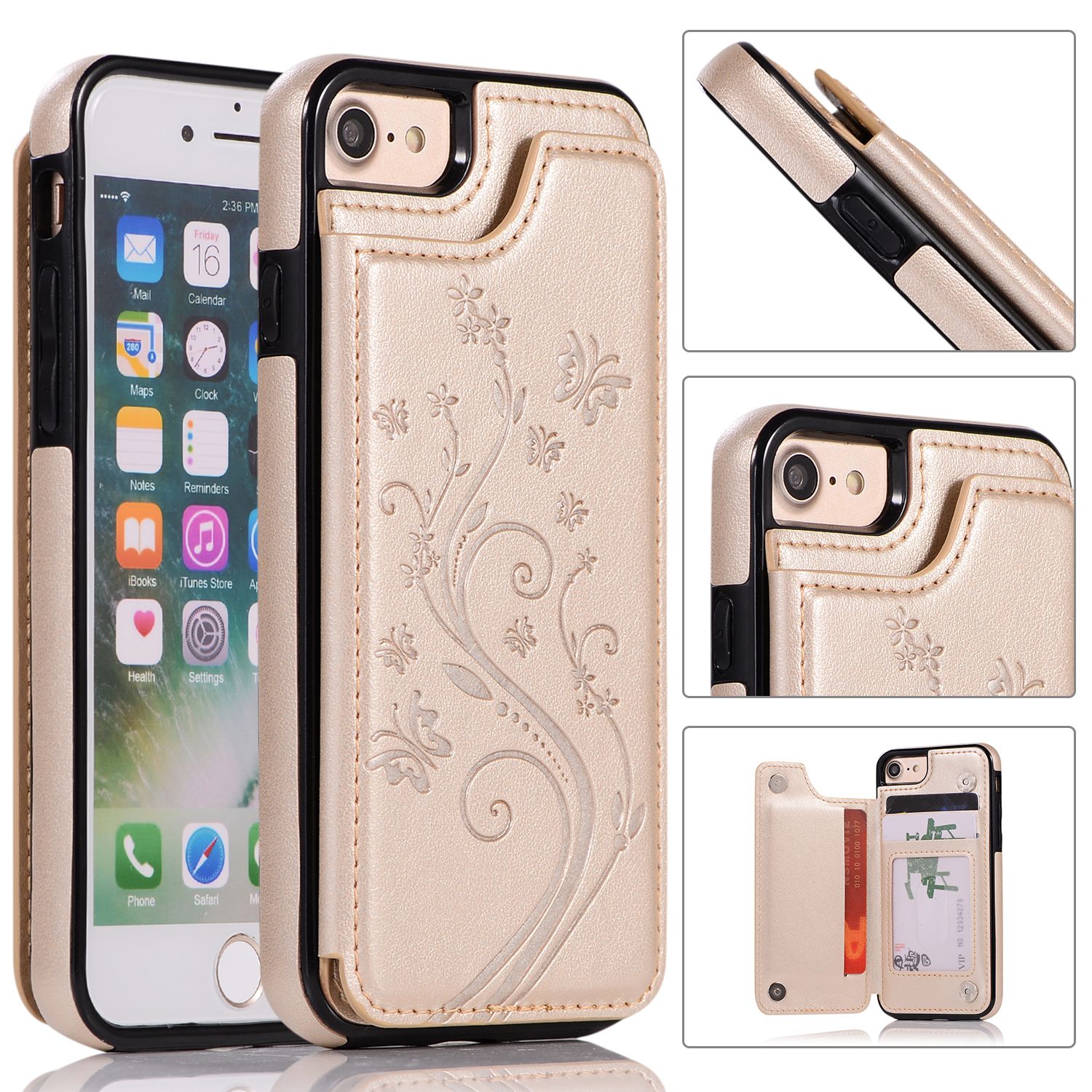 Yfashion For iPhone 7 / 8 Case PU Leather PU Inner Shell Embossed Double Buckle Cellphone Cover