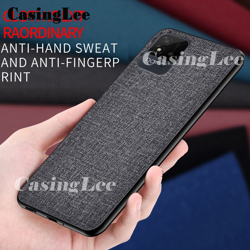 Casinglee For Realme Narzo 50i Mini Linen Phone Case Hard Cloth Back Cover With Soft Frame Anti-knock Cases For Realme Narzo 50i For girls and Boys