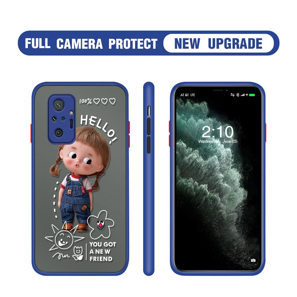 Hontinga for Redmi Note 10 Pro / Note 10 Pro Max Case Cute Cartoon Little Girl Cover Camera Shockproof Protection Case Edge Frosted Transparent Phone Cover